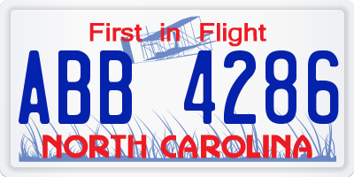 NC license plate ABB4286