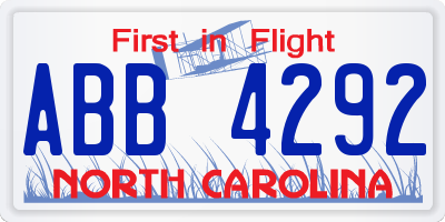NC license plate ABB4292