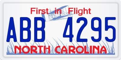 NC license plate ABB4295