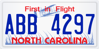 NC license plate ABB4297