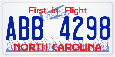NC license plate ABB4298