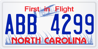 NC license plate ABB4299