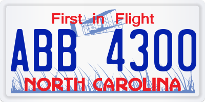 NC license plate ABB4300