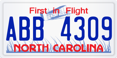 NC license plate ABB4309