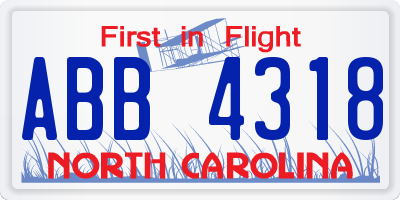 NC license plate ABB4318
