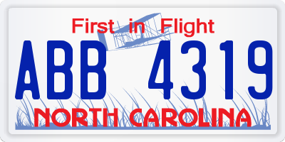 NC license plate ABB4319