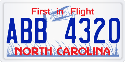NC license plate ABB4320