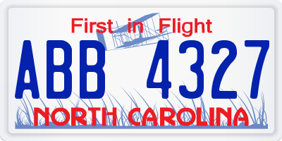 NC license plate ABB4327