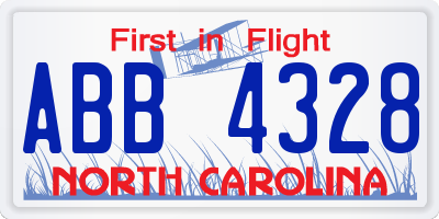 NC license plate ABB4328