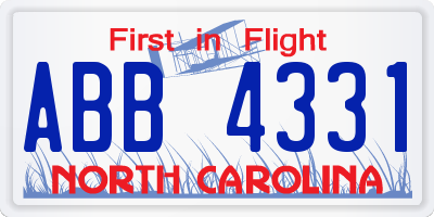 NC license plate ABB4331