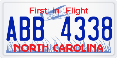 NC license plate ABB4338