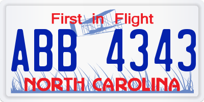 NC license plate ABB4343