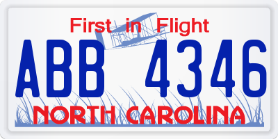 NC license plate ABB4346