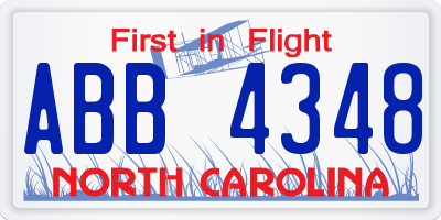 NC license plate ABB4348