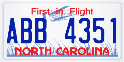 NC license plate ABB4351
