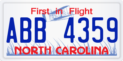 NC license plate ABB4359