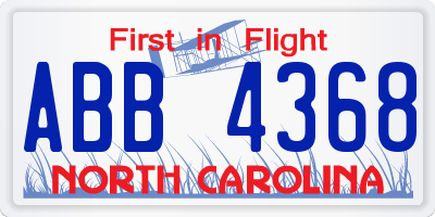 NC license plate ABB4368