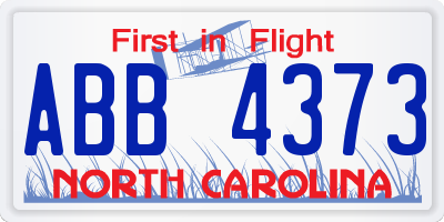 NC license plate ABB4373