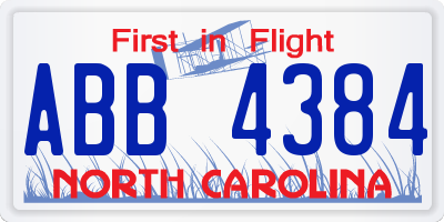 NC license plate ABB4384