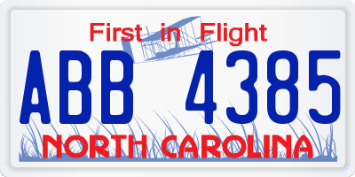 NC license plate ABB4385