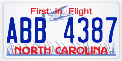 NC license plate ABB4387