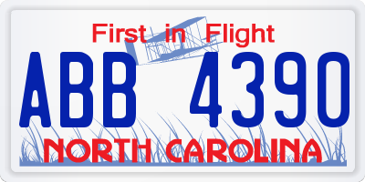 NC license plate ABB4390