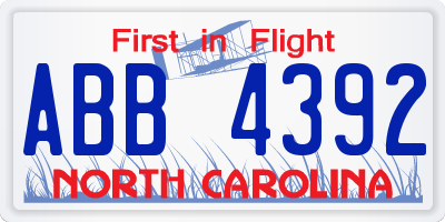 NC license plate ABB4392
