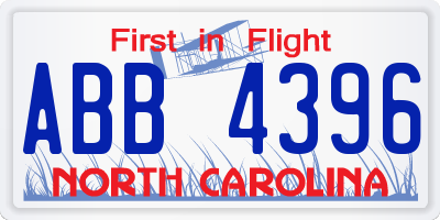 NC license plate ABB4396