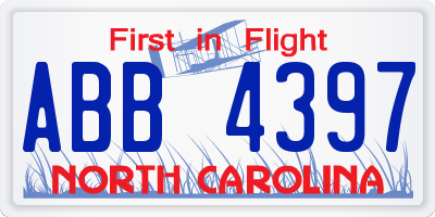 NC license plate ABB4397