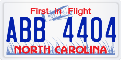NC license plate ABB4404