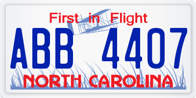 NC license plate ABB4407