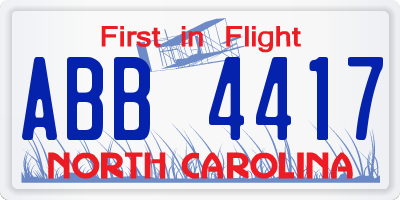 NC license plate ABB4417