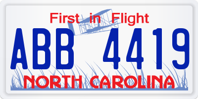 NC license plate ABB4419