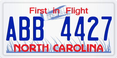 NC license plate ABB4427