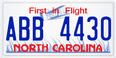 NC license plate ABB4430