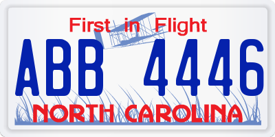NC license plate ABB4446