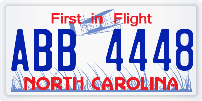 NC license plate ABB4448