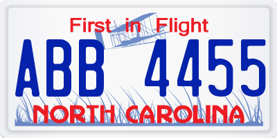 NC license plate ABB4455