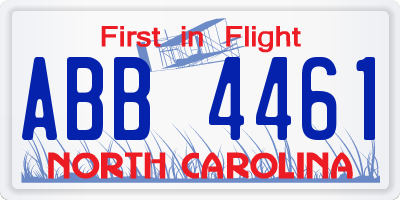 NC license plate ABB4461