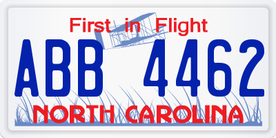 NC license plate ABB4462