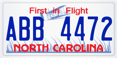 NC license plate ABB4472