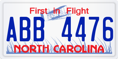 NC license plate ABB4476