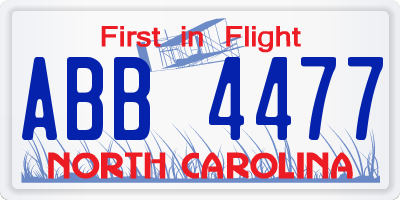 NC license plate ABB4477