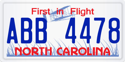 NC license plate ABB4478