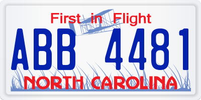 NC license plate ABB4481