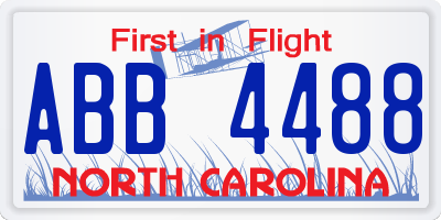 NC license plate ABB4488