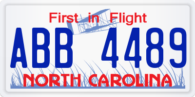 NC license plate ABB4489