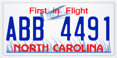 NC license plate ABB4491