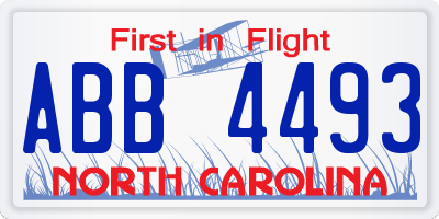 NC license plate ABB4493
