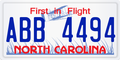 NC license plate ABB4494